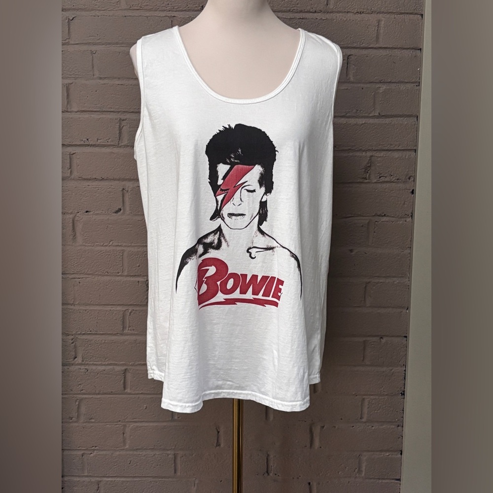 David Bowie White Graphic Tank Top XXL